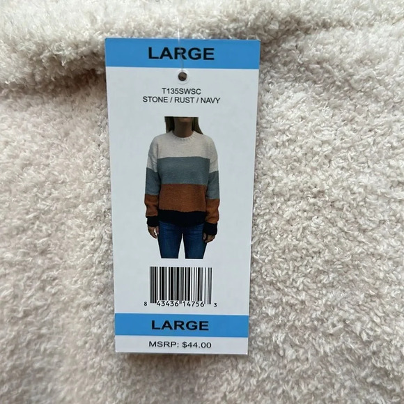 TS women’s sweater.  Super soft NWT stone/rust/navy.  Size large - Picture 3 of 4